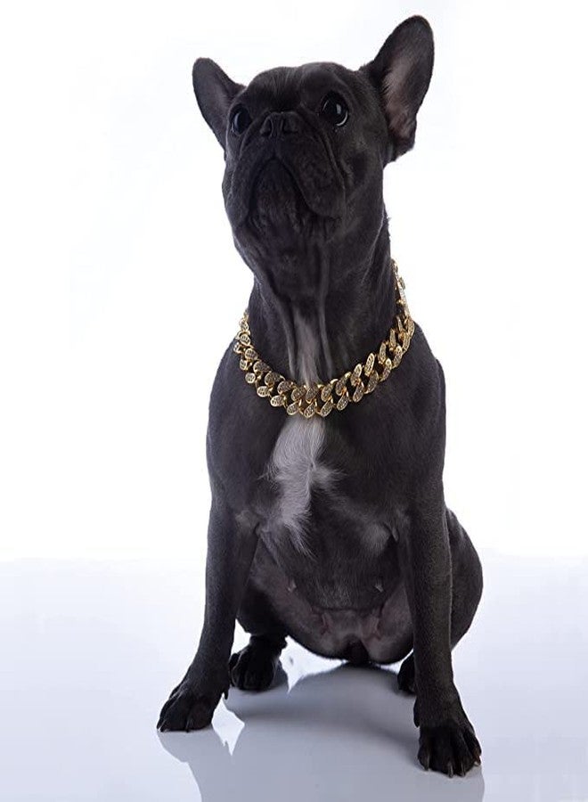 KsPups Pets Dog Collar Gold Chain - Gold Link Dog Collar for All Breeds - Diamond-Encrusted Chain Collar for Dogs -3mm Refined Cuban Collar - Shiny Luxury Pet Collar - 16-inch/18-inch - Image 1